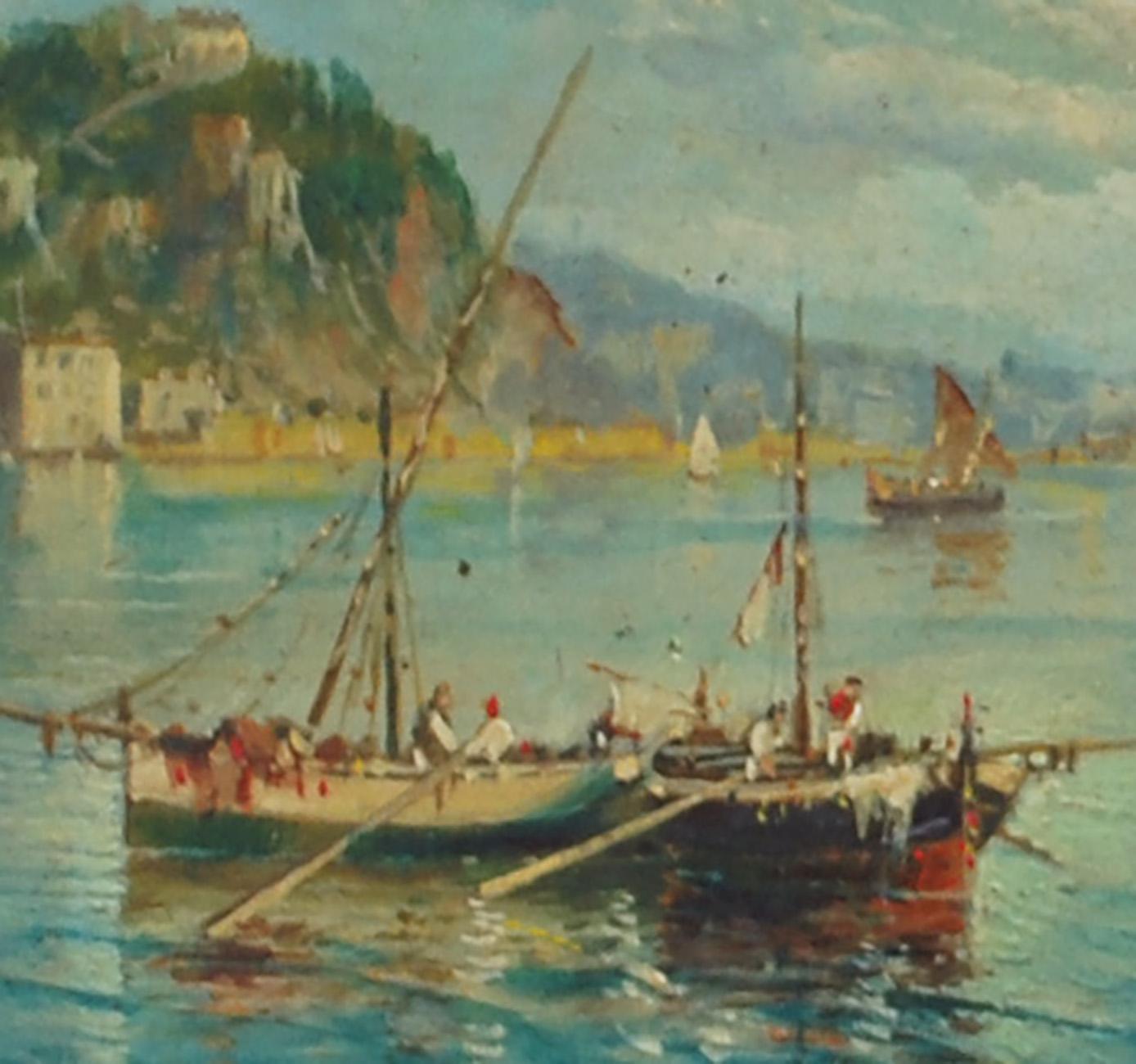 MARINE - Luigi Basile Italian landscape oil on board painting 1