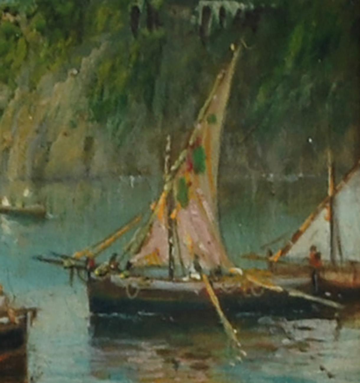 MARINE - Luigi Basile Italian landscape oil on board painting 3