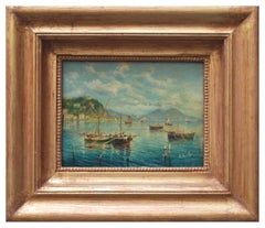 MARINE - Luigi Basile Italian landscape oil on board painting