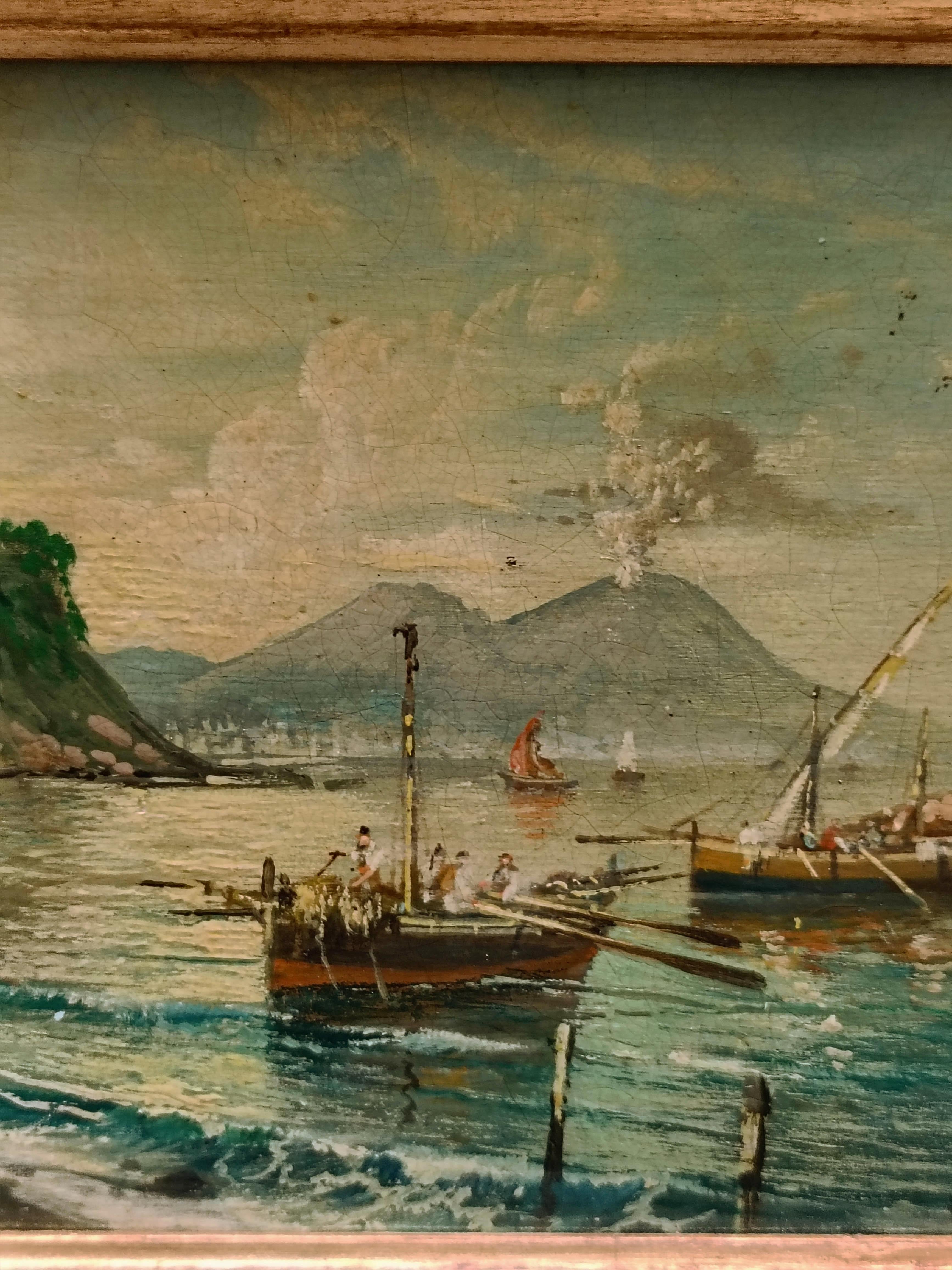 MARINE – Posillipo-Schule – Italienische Landschaft, Öl auf Karton, Gemälde im Angebot 5