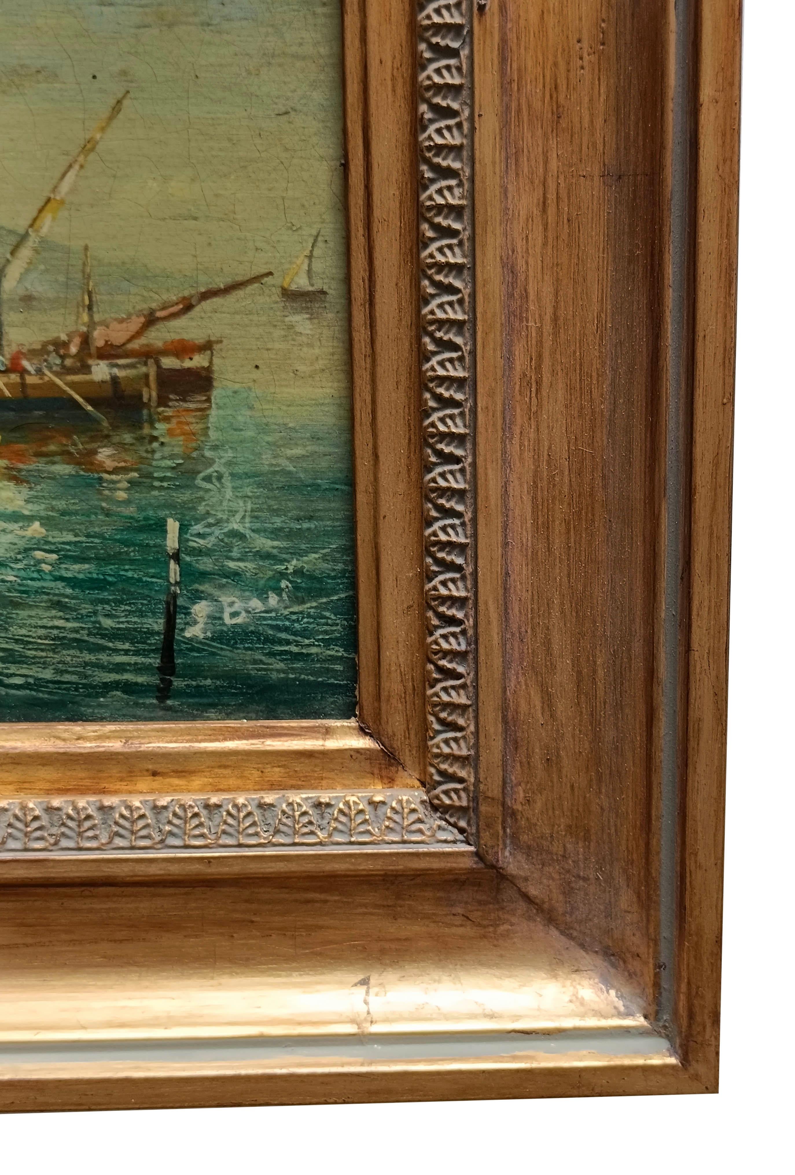 MARINE – Posillipo-Schule – Italienische Landschaft, Öl auf Karton, Gemälde im Angebot 7