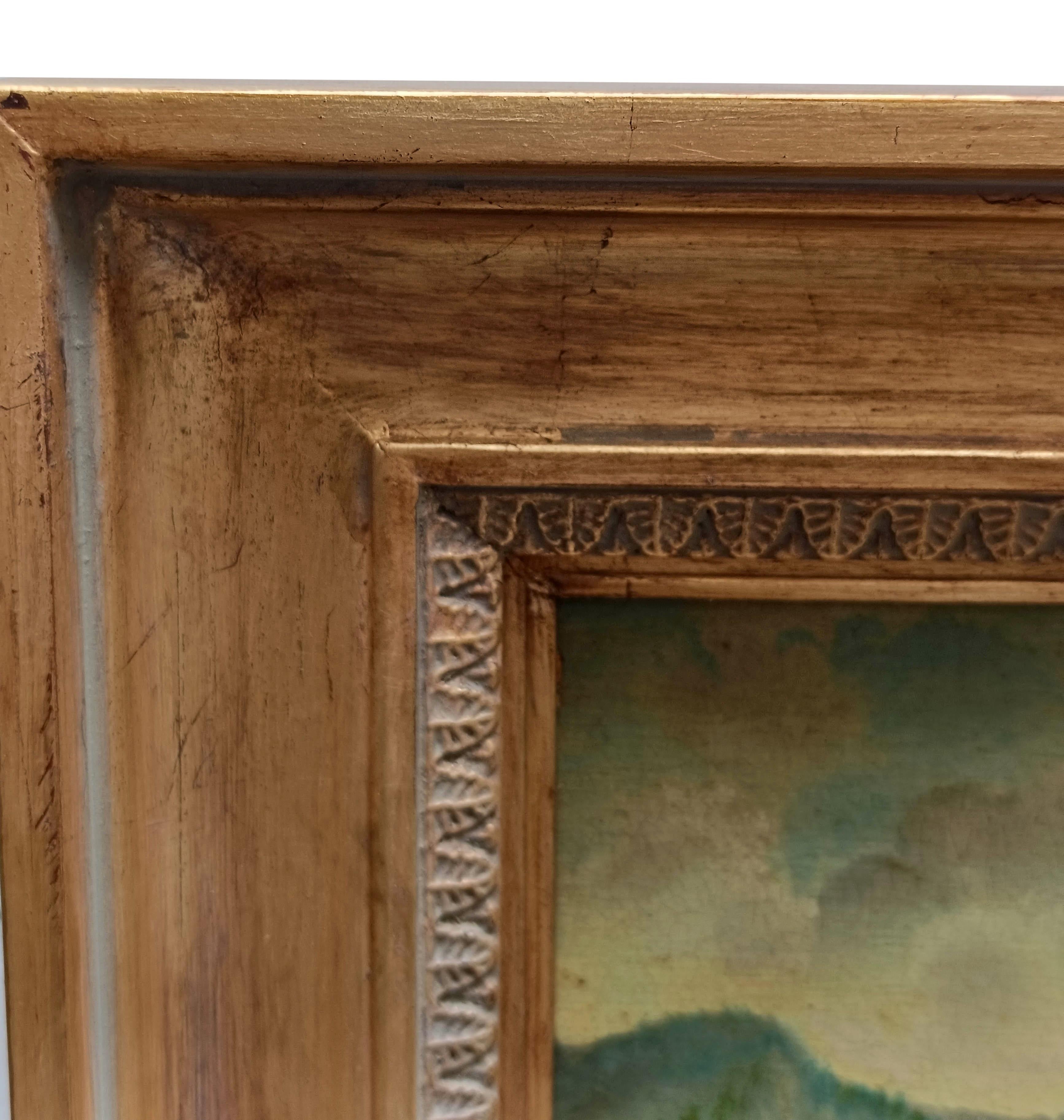 MARINE - École Posillipo - Peinture de paysage italienne à l'huile sur carton en vente 7
