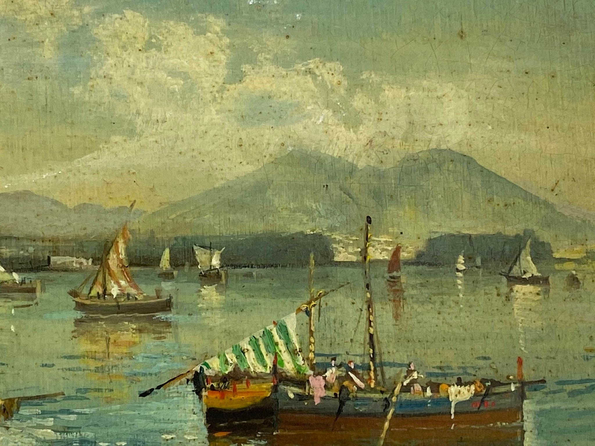 Marin - Luigi Basile Italia 2008 - Huile sur carton cm. 18x24. 
Le tableau de Luigi Basile est une œuvre extraordinaire de la peinture de paysage italienne. 
Basile s'est inspiré des artistes de l'école de Posillipo et en particulier du Maestro