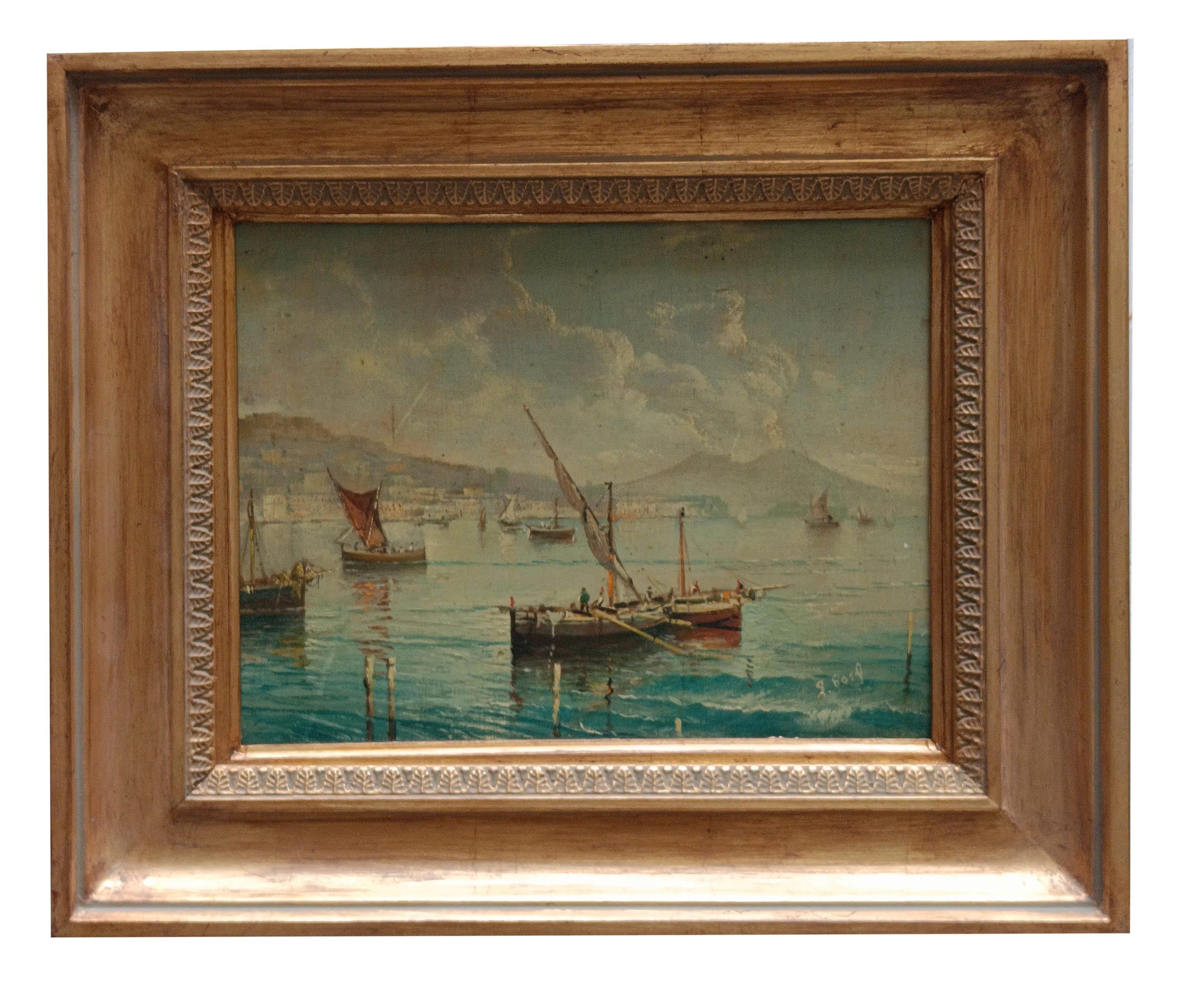MARINE – Posillipo-Schule – Italienische Landschaft, Öl auf Karton, Gemälde