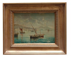 MARINE – Posillipo-Schule – Italienische Landschaft, Öl auf Karton, Gemälde