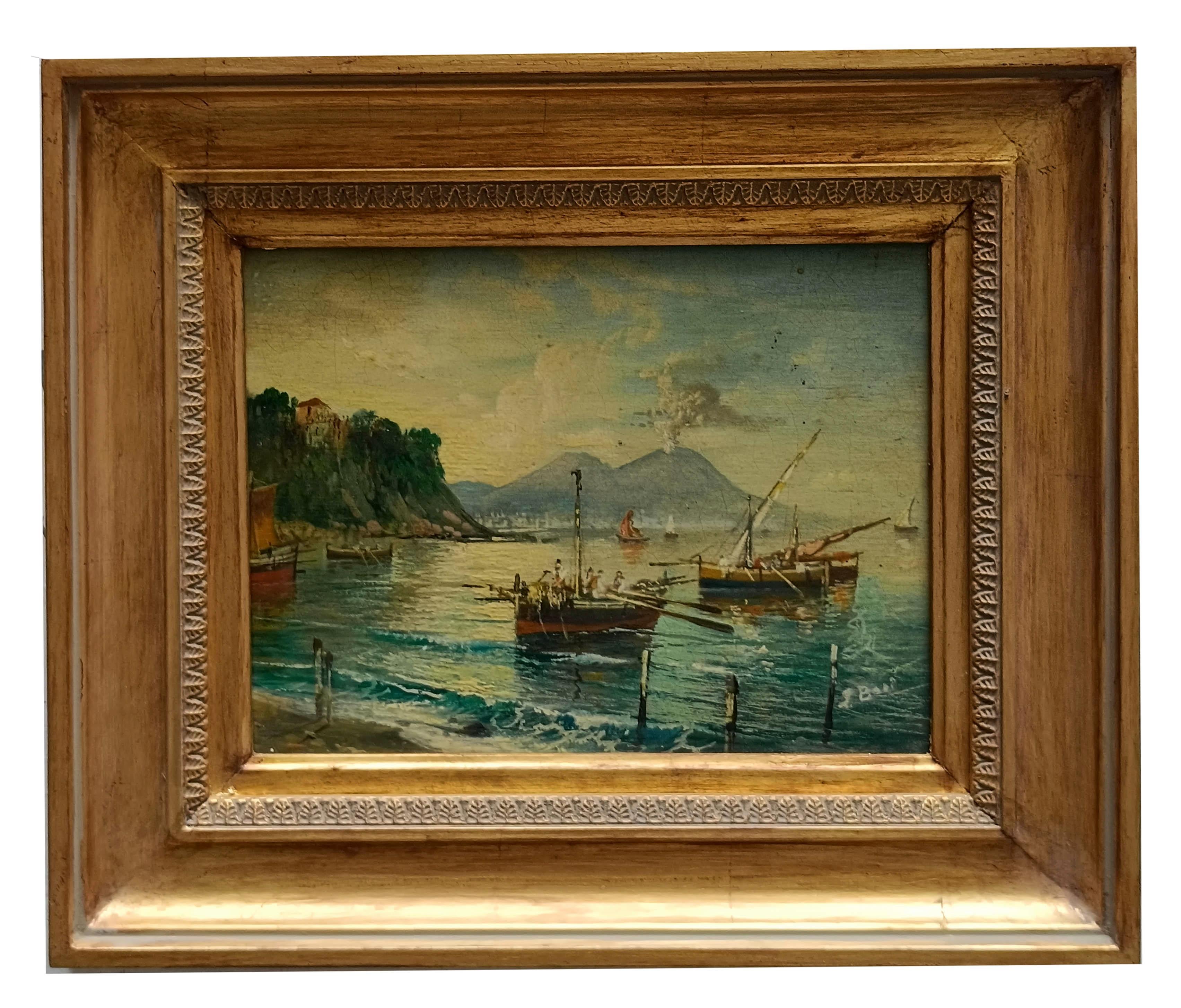 MARINE – Posillipo-Schule – Italienische Landschaft, Öl auf Karton, Gemälde