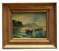 MARINE – Posillipo-Schule – Italienische Landschaft, Öl auf Karton, Gemälde