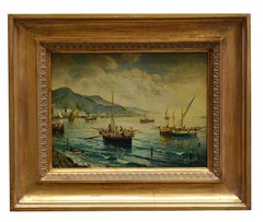 MARINE - Posillipo School - Italian landscape Oil on board Painting
