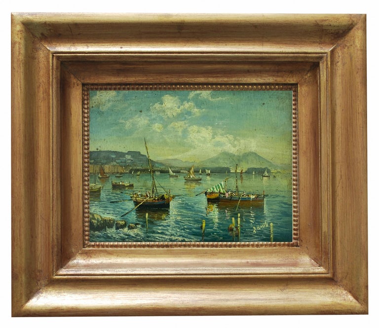 Luigi Basile - MARINE -Posillipo School - Italian Landscape Oil on Board  Painting For Sale at 1stDibs
