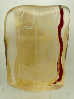 Luigi Benzoni Murano Glass and Gold Face Sculpture, Signed