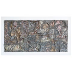 Luigi Bersani Sculptural Wall Panel in Patined Bronze and White Wood, Italy 1970