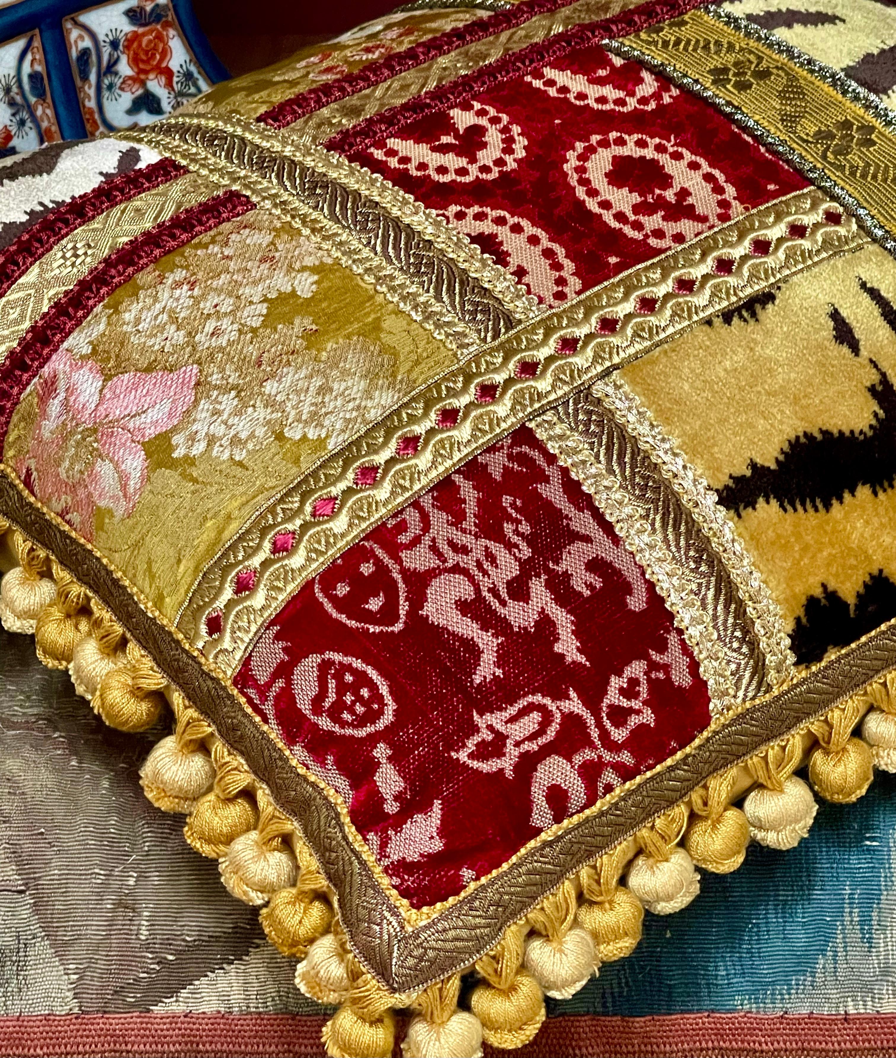 Baroque Luigi Bevilacqua Soprarizzo Silk Velvet Pillow For Sale