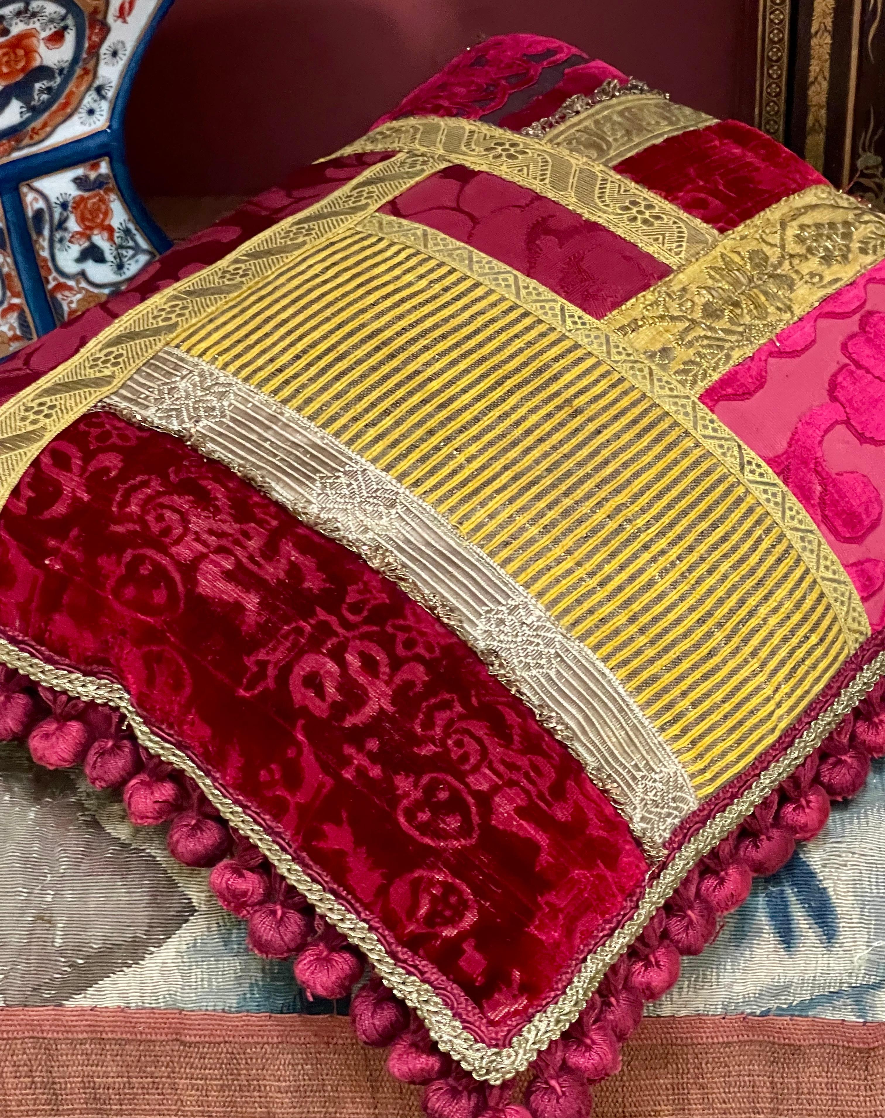 Italian Luigi Bevilacqua Soprarizzo Silk Velvet Pillow For Sale