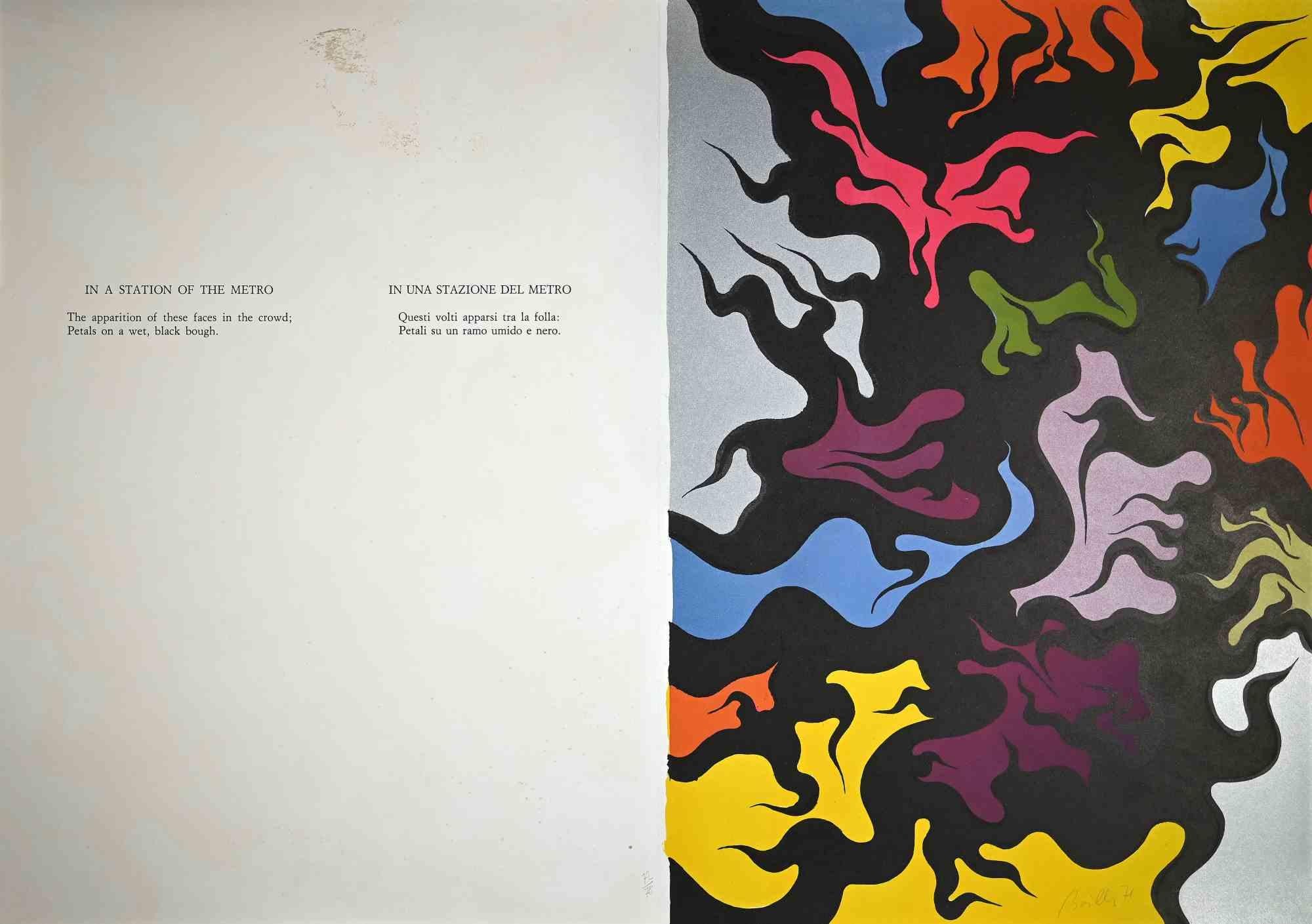Composition - Sérigraphie de Luigi Boiille - 1971 - Print de Luigi Boille