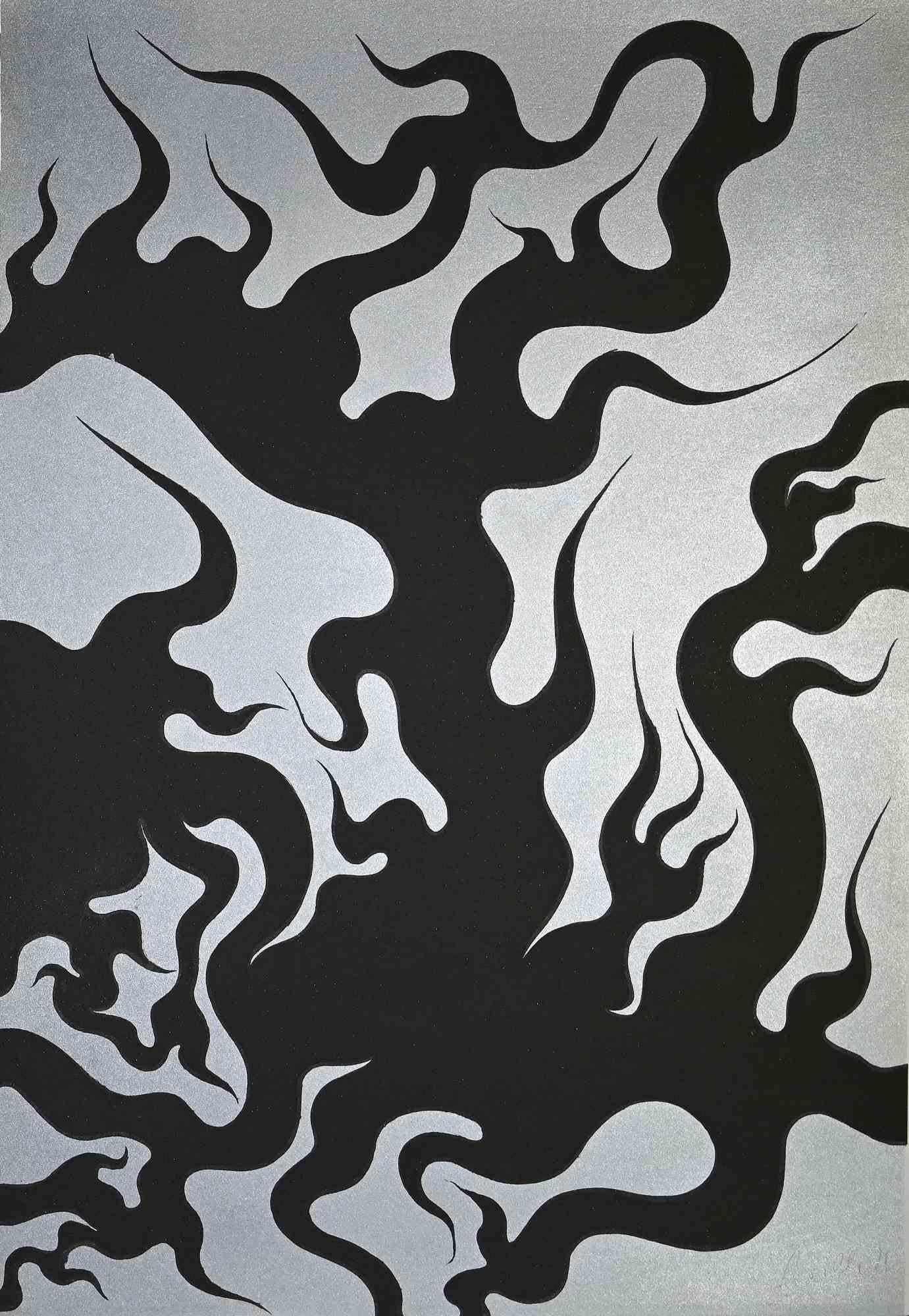 Luigi Boille Abstract Print - Composition - Screen Print by Luigi Boiille - 1971