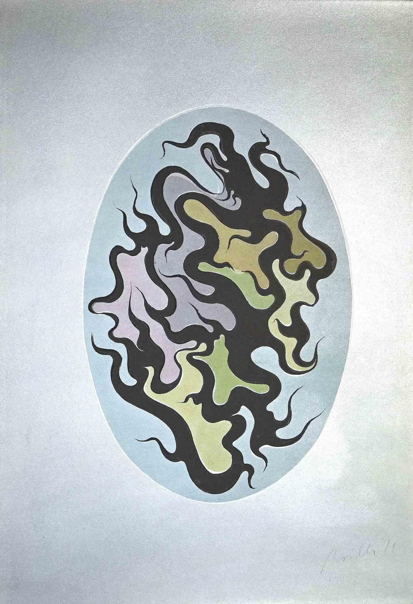 Luigi Boille Abstract Print - Composition - Screen Print by Luigi Boiille - 1971