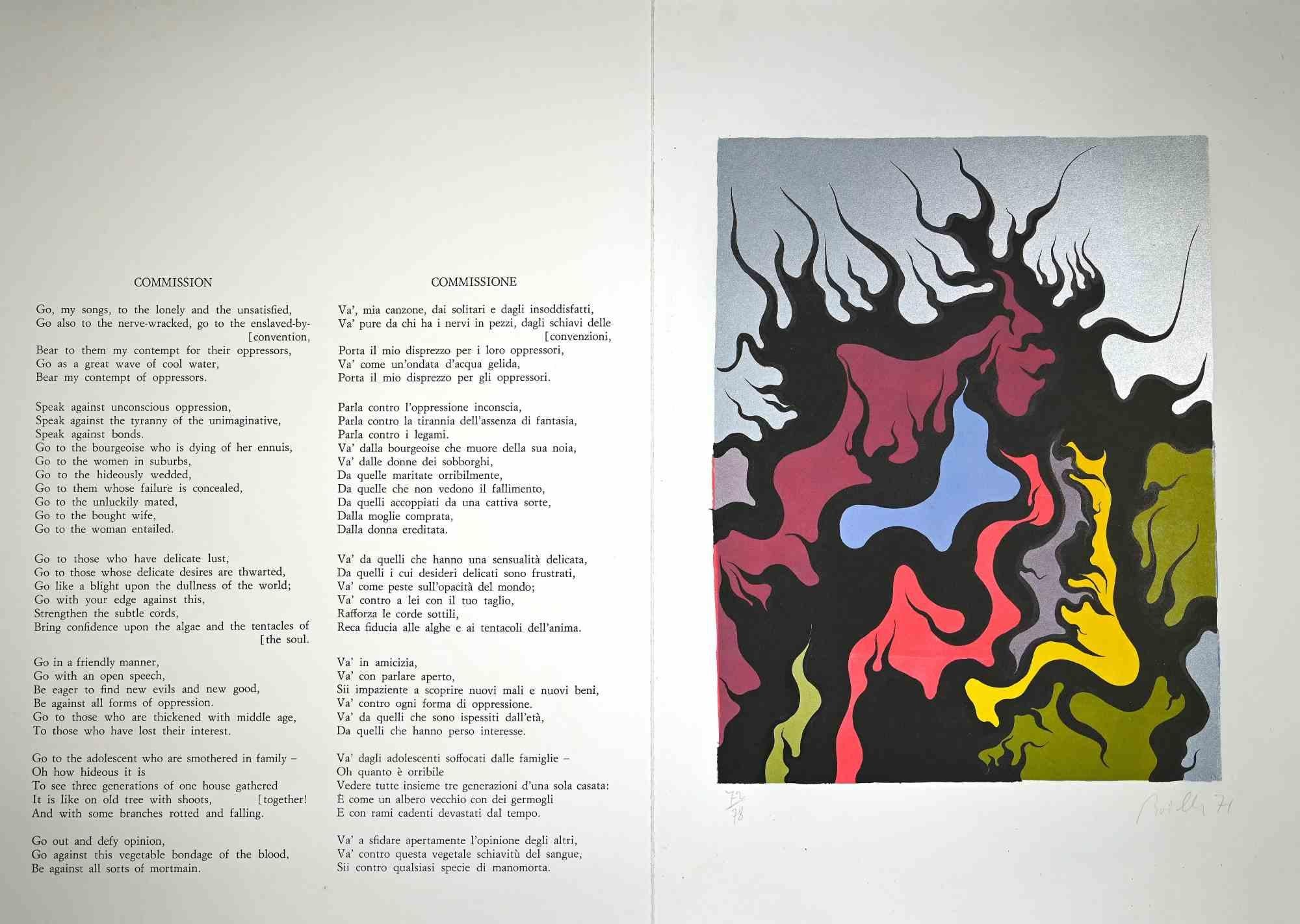 Composition -  Impression sérigraphie de Luigi Boille - 1971 en vente 1