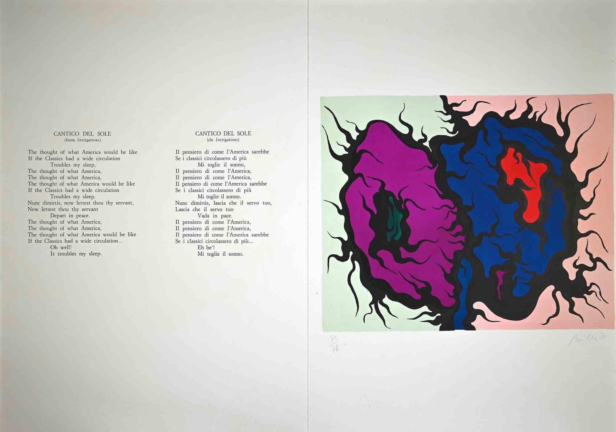 Composition - Sérigraphie de Luigi Braille - 1971 - Print de Luigi Boille