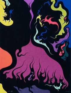 Flames - Lithographie de Luigi Boille - 1971