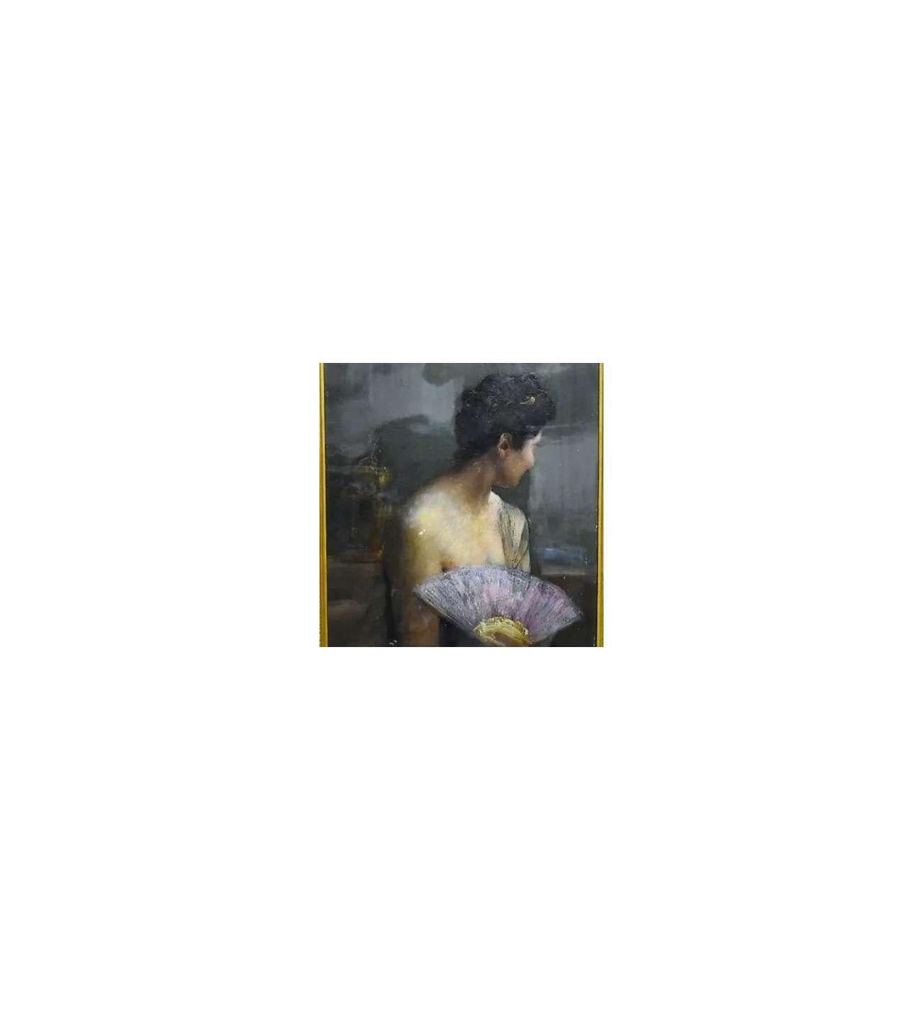 Anita With A Fan By Luigi Brignoli For Sale 1