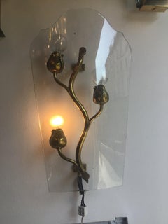 Luigi Brusotti Appliques Brass Glass, 1940, Italy