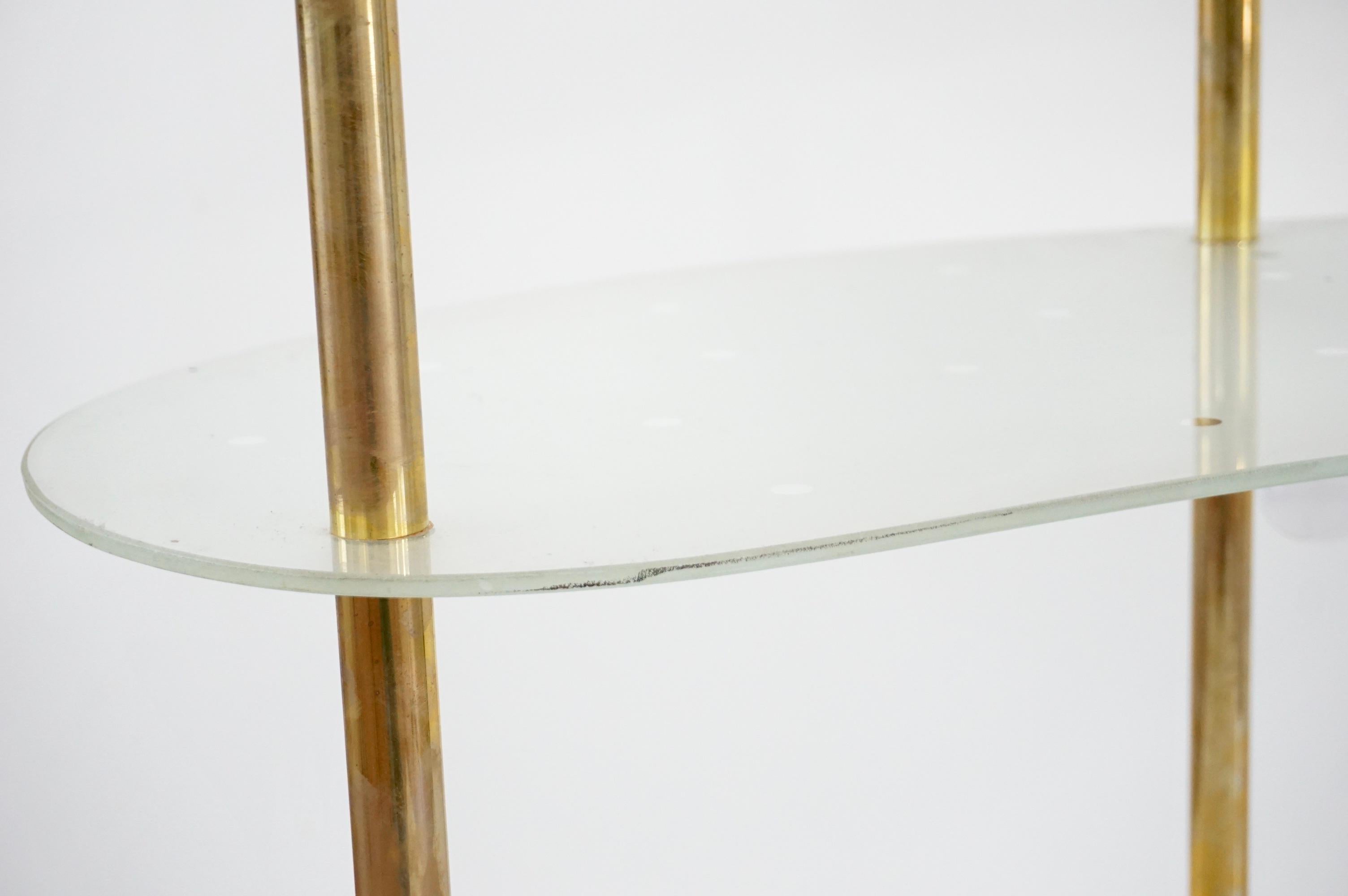 Luigi Brusotti Schminktisch aus Messing und Glas, Waschtisch mit Spiegel und Licht 1940 2