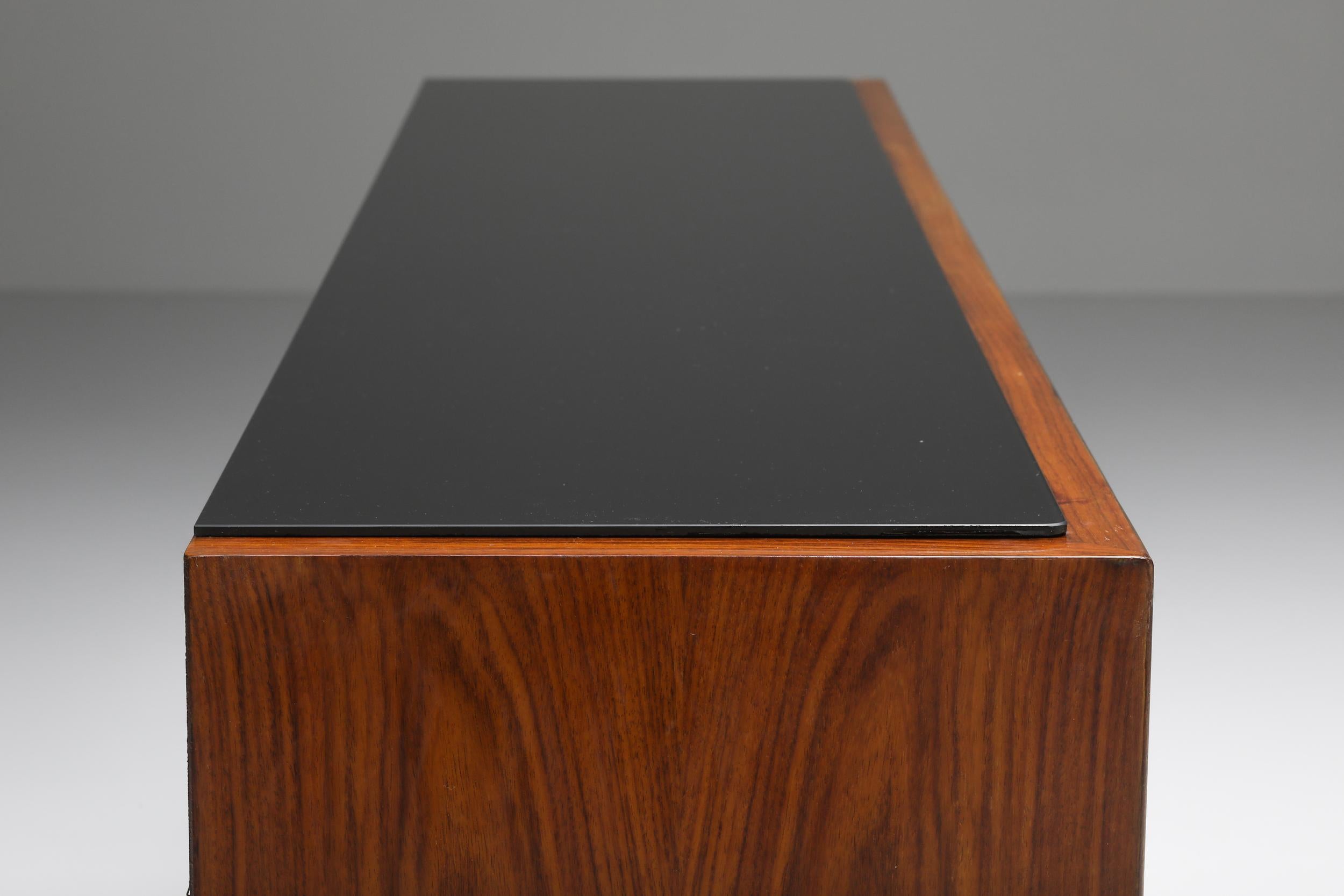 Luigi Brusotti Buffet with Fireplace, Art Deco, Sideboard, 1940's, Walnut Veneer 2