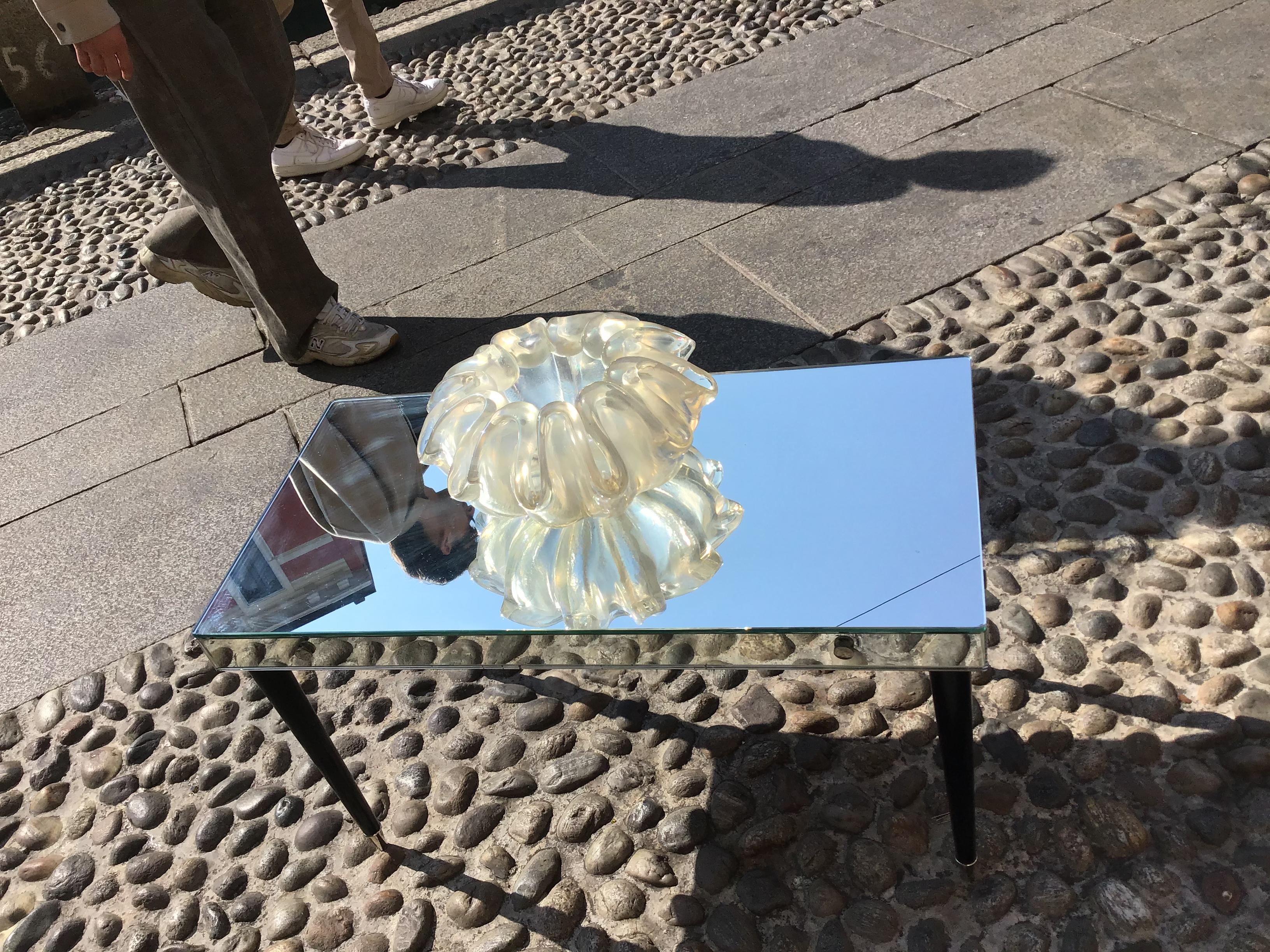 BELLISSIMO TAVOLINO DEL 1940 DI LUIGI BRUSOTTI IN VETRO SPECCHIATO METAL CROME E LEGNO....Buono Stato