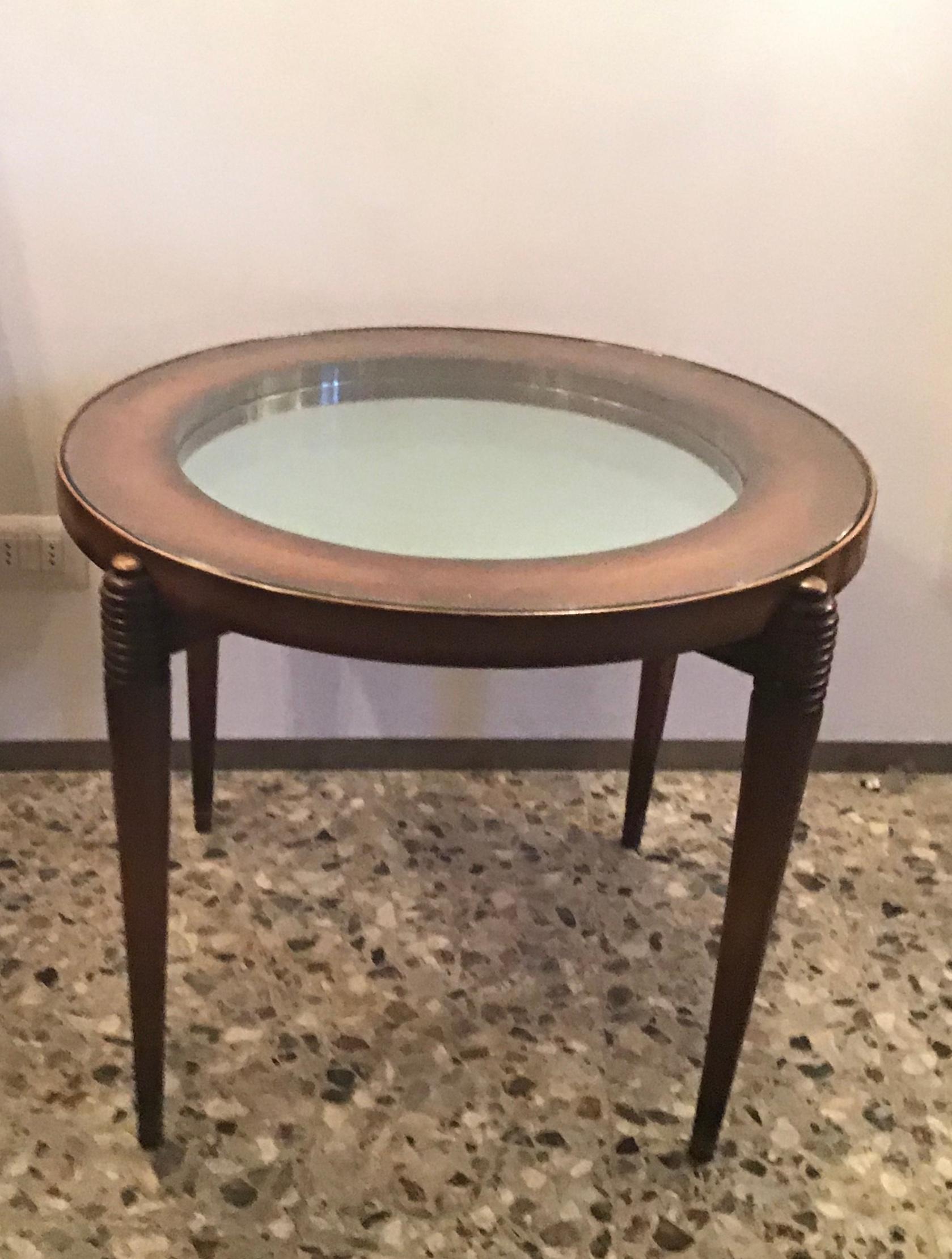 Other Luigi Brusotti Coffee Table Wood Glass, 1945, Italy For Sale