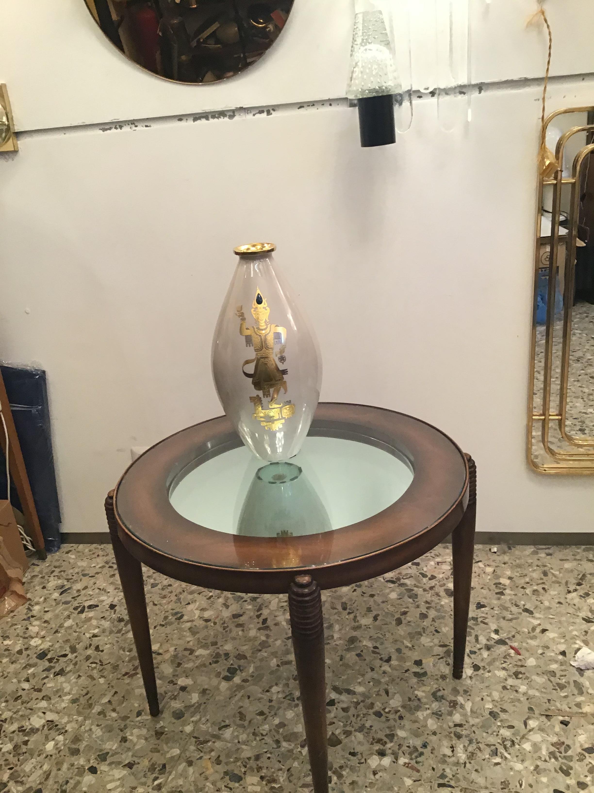 Milieu du XXe siècle Table basse en bois et verre Luigi Brusotti, 1945, Italie en vente