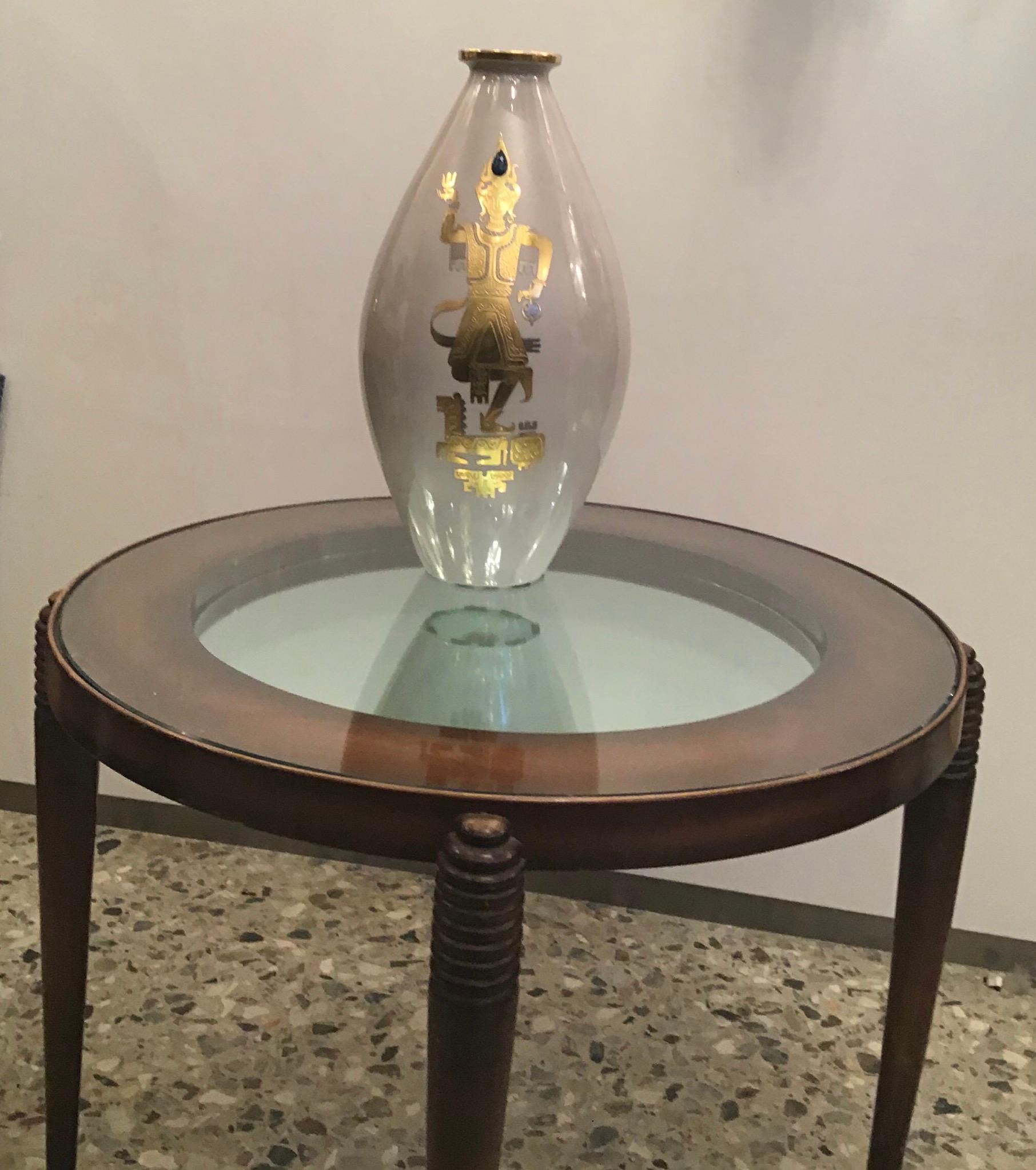 Luigi Brusotti Coffee Table Wood Glass, 1945, Italy For Sale 2