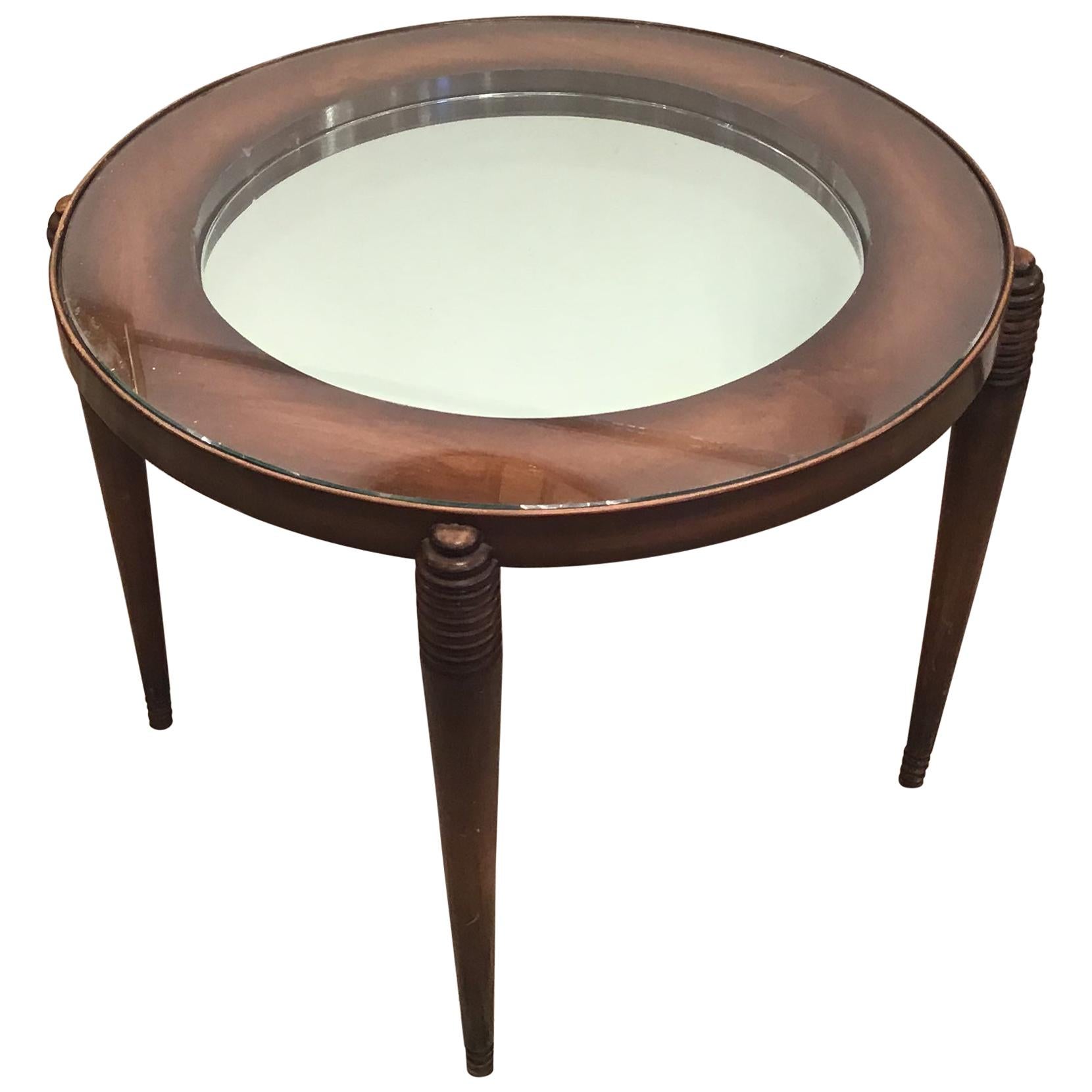 Luigi Brusotti Coffee Table Wood Glass, 1945, Italy For Sale