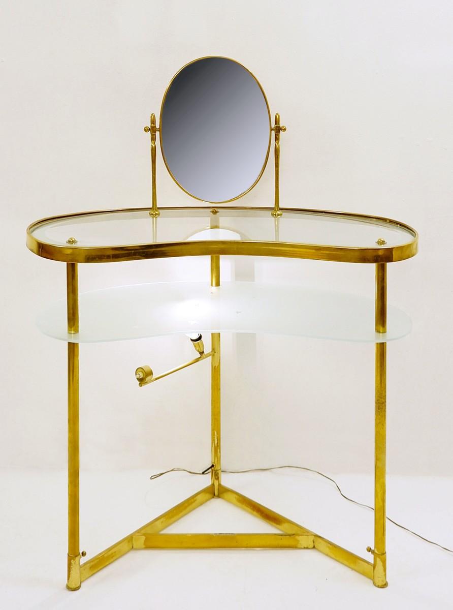 Luigi Massoni Dilly Dally  dressing table in brass, glass and mirror, Italy,circa 1968
  