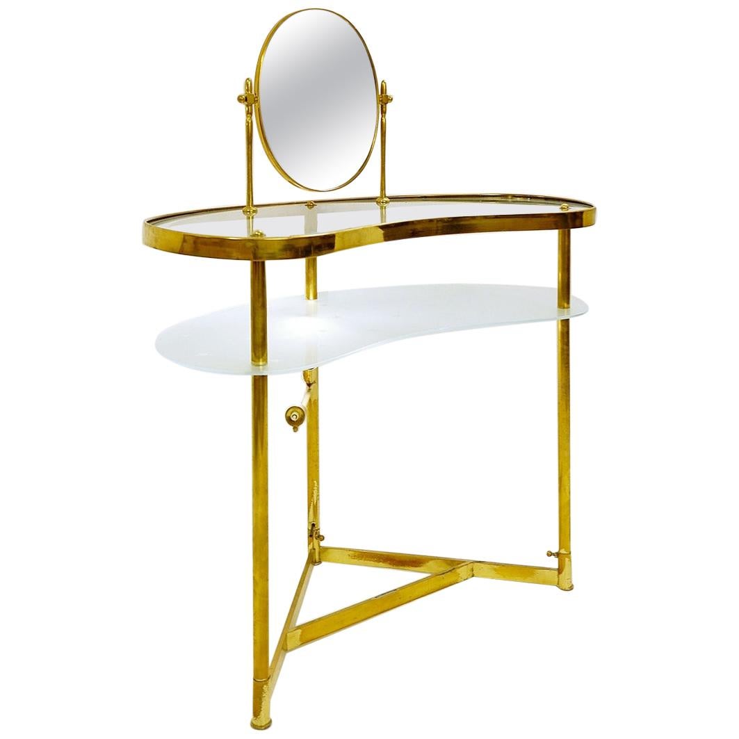 Luigi Massoni Dilly Dally Dressing Table in Brass, Glass and Mirror, Italy 1968