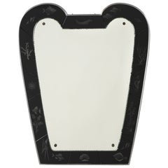 Luigi Brusotti for Fontana Arte 1930's Black Etched Glass Maritime Mirror