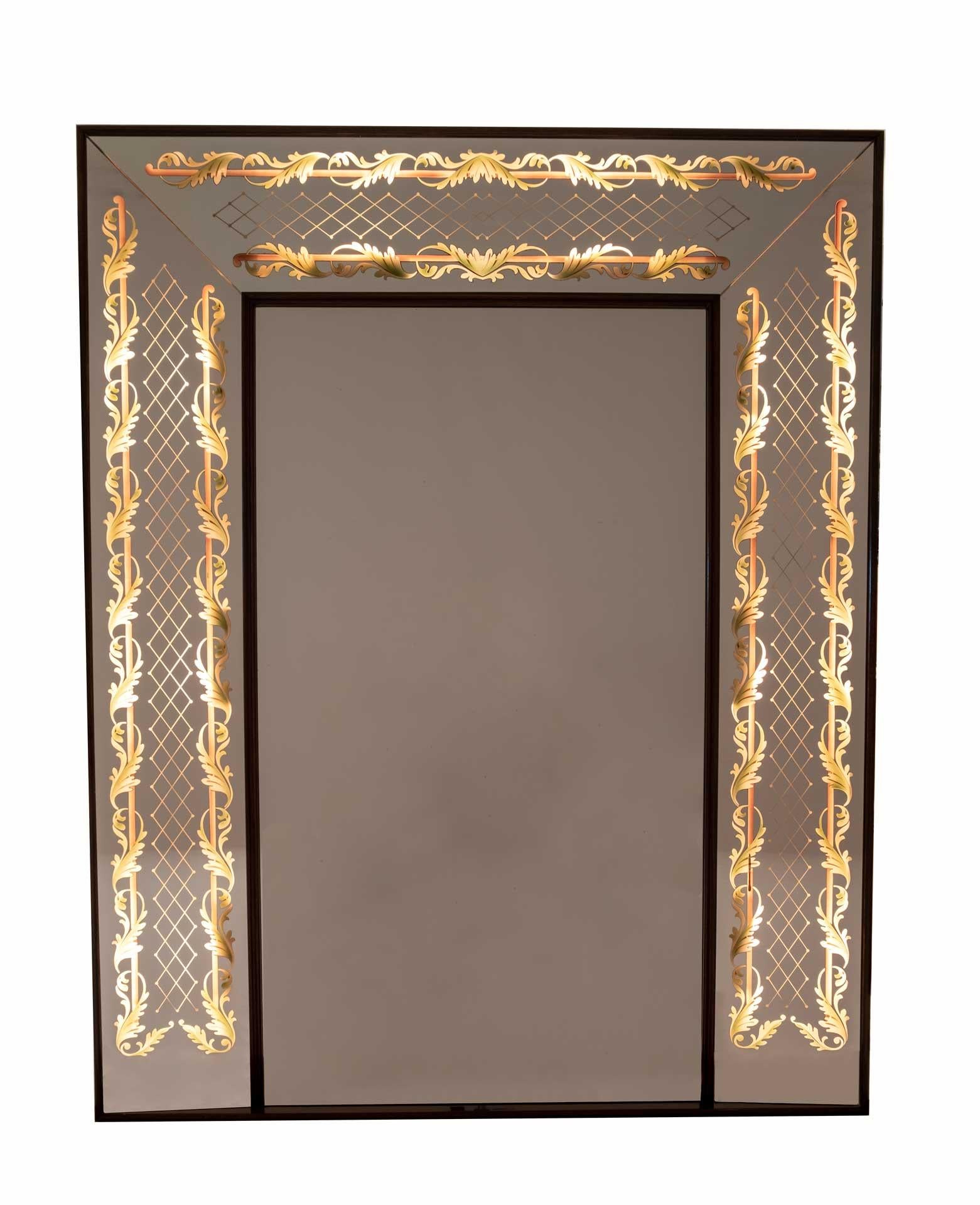 Luigi Brusotti Mid-Century Modern Italian Decorated Mirror, 1940s For Sale 4