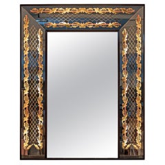 Miroir italien décoré mi-siècle moderne Luigi Brusotti, années 1940