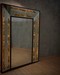 Luigi Brusotti, Wandspiegel aus Nussbaumholz und verspiegeltem Glas, 1940