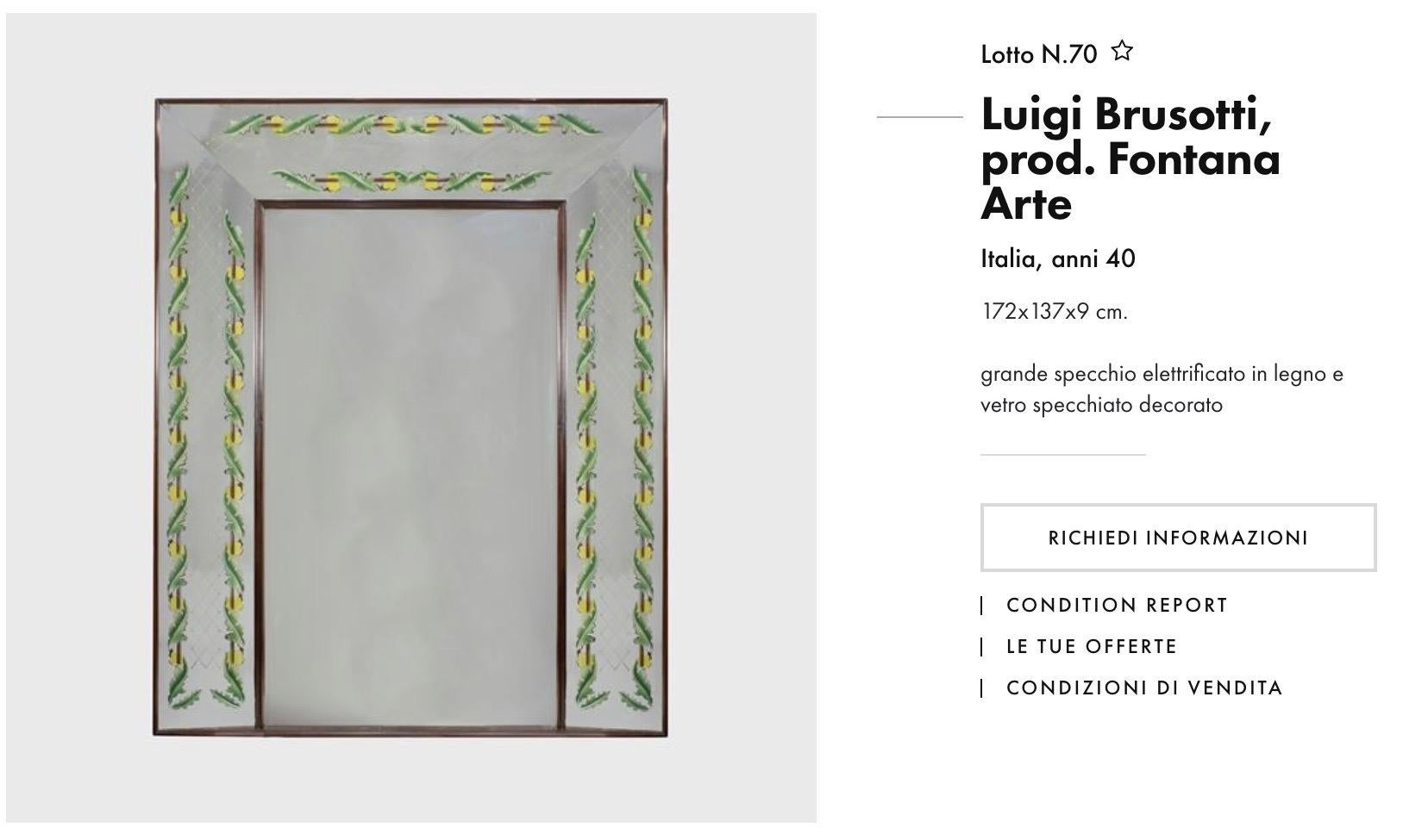 Luigi Brusotti, Wandspiegel aus Nussbaumholz und verspiegeltem Glas, 1940 im Zustand „Gut“ im Angebot in Rome, IT