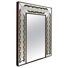 Luigi Brusotti Walnut Wood and Mirrored Glass Wall Mirror, 1940