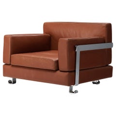 Luigi C. Dominioni per Azucena Lounge Chair in pelle e metallo cromato