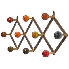 Luigi Caccia Dominioni Attribution, Coat Rack, Brass, Resin, Italy, 1950s