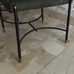 Luigi Caccia Dominioni B 3chair/Armchairs Brass Iron Fabric Padding, 1950 Italy