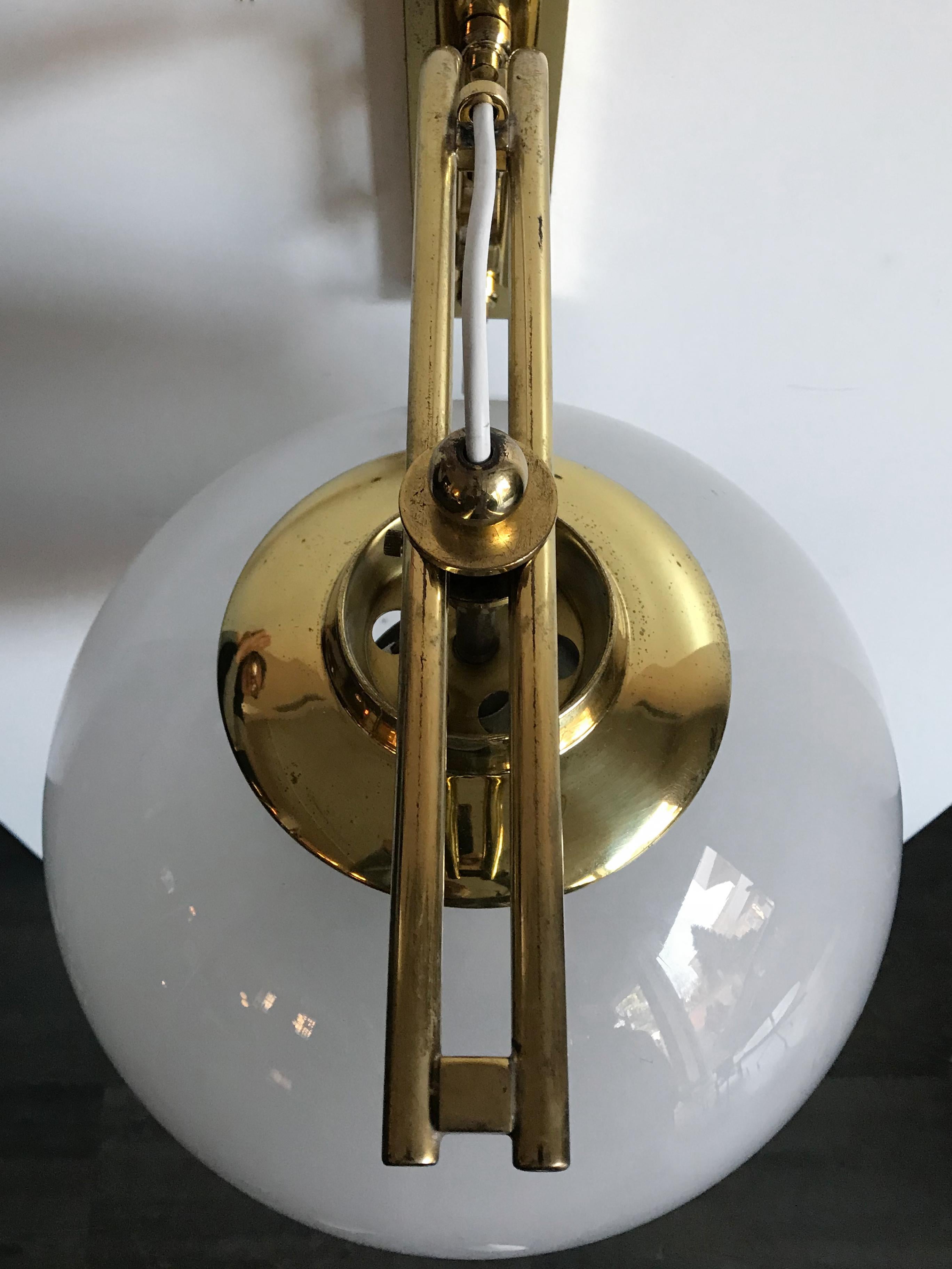 Luigi Caccia Dominioni Big Italian Glass Brass Wall Lamp for Azucena, 1960s In Good Condition In Reggio Emilia, IT