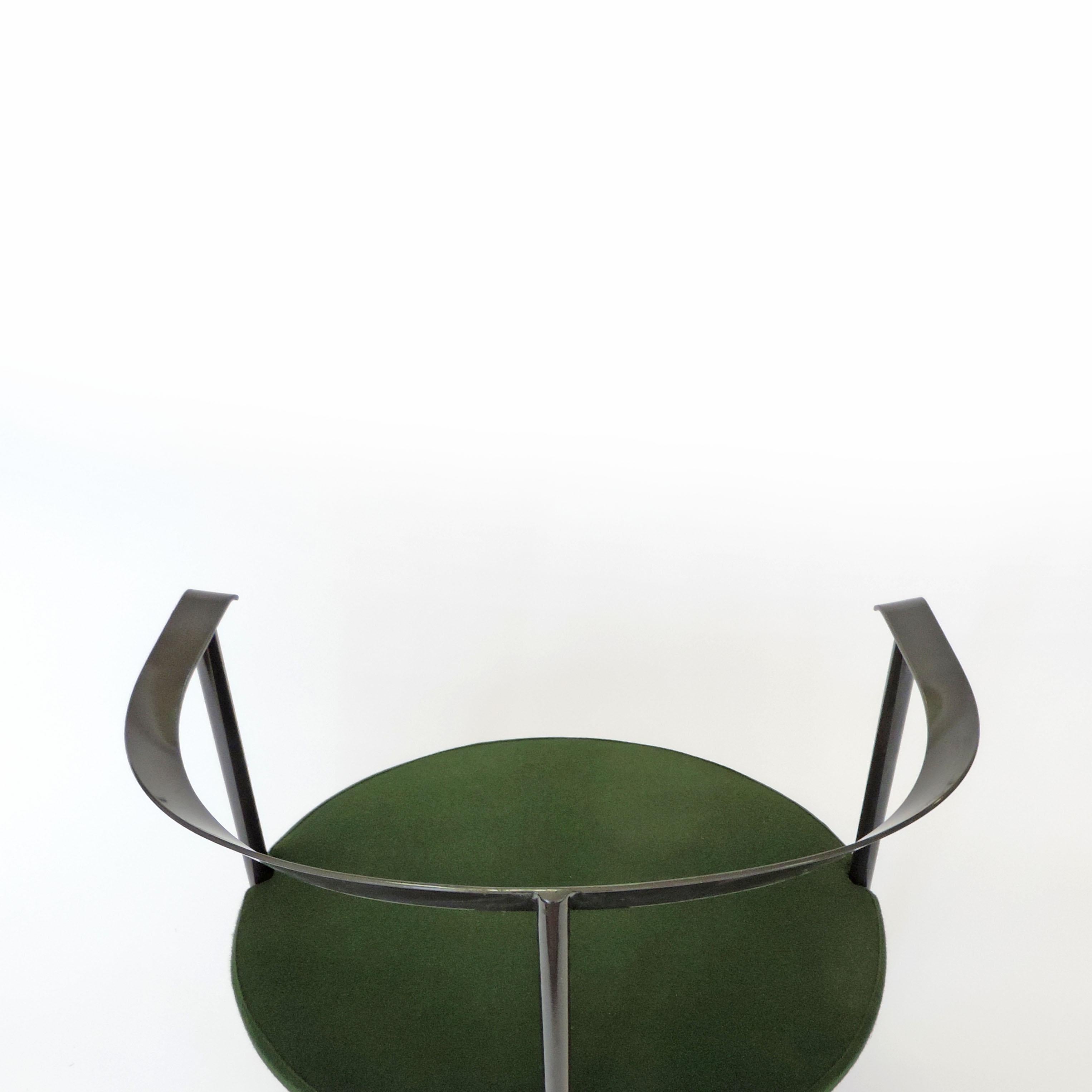 Luigi Caccia Dominioni Catilina chair for Azucena, Italy, 1958
This model probably 1970s-1980s
Seat covered in green felt.