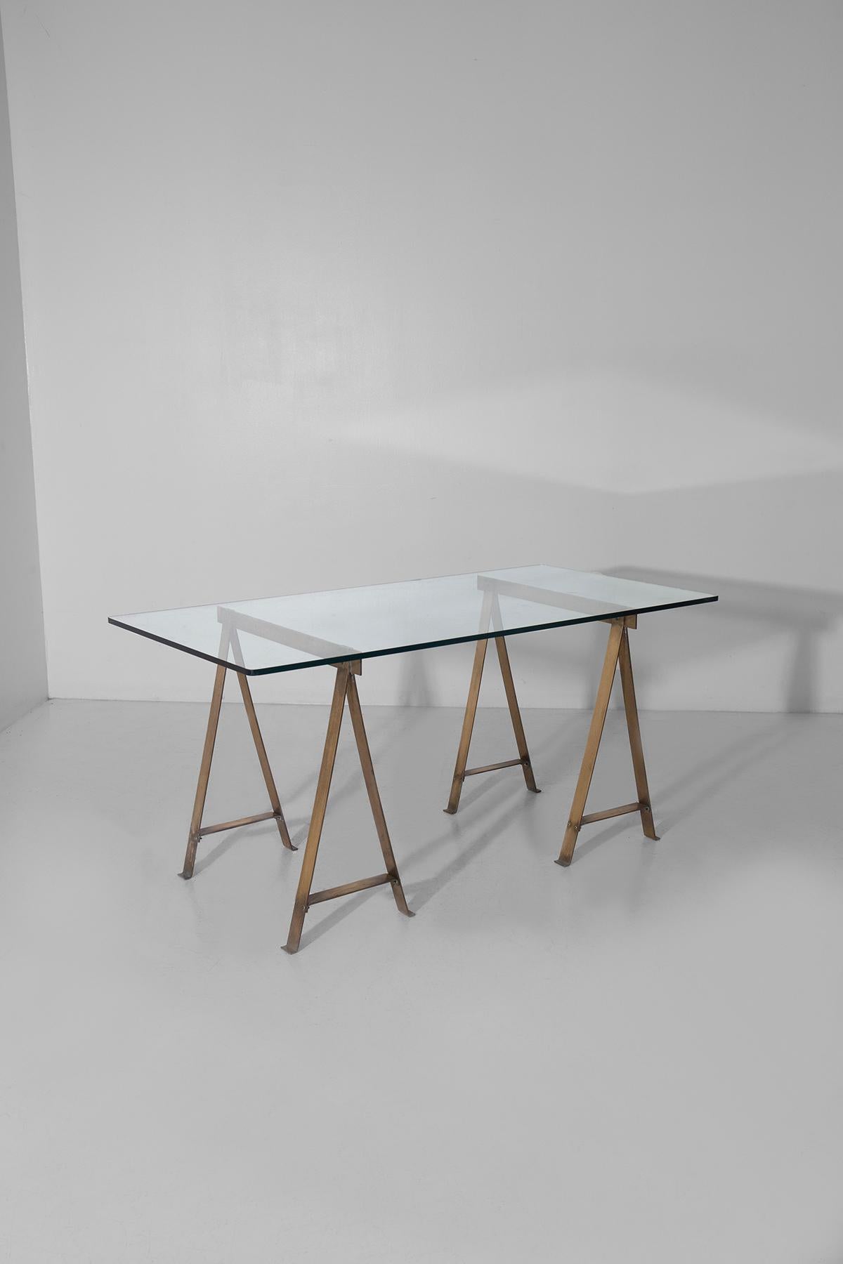 Mid-Century Modern Luigi Caccia Dominioni dining table or desk Model Cavalletto in brass For Sale