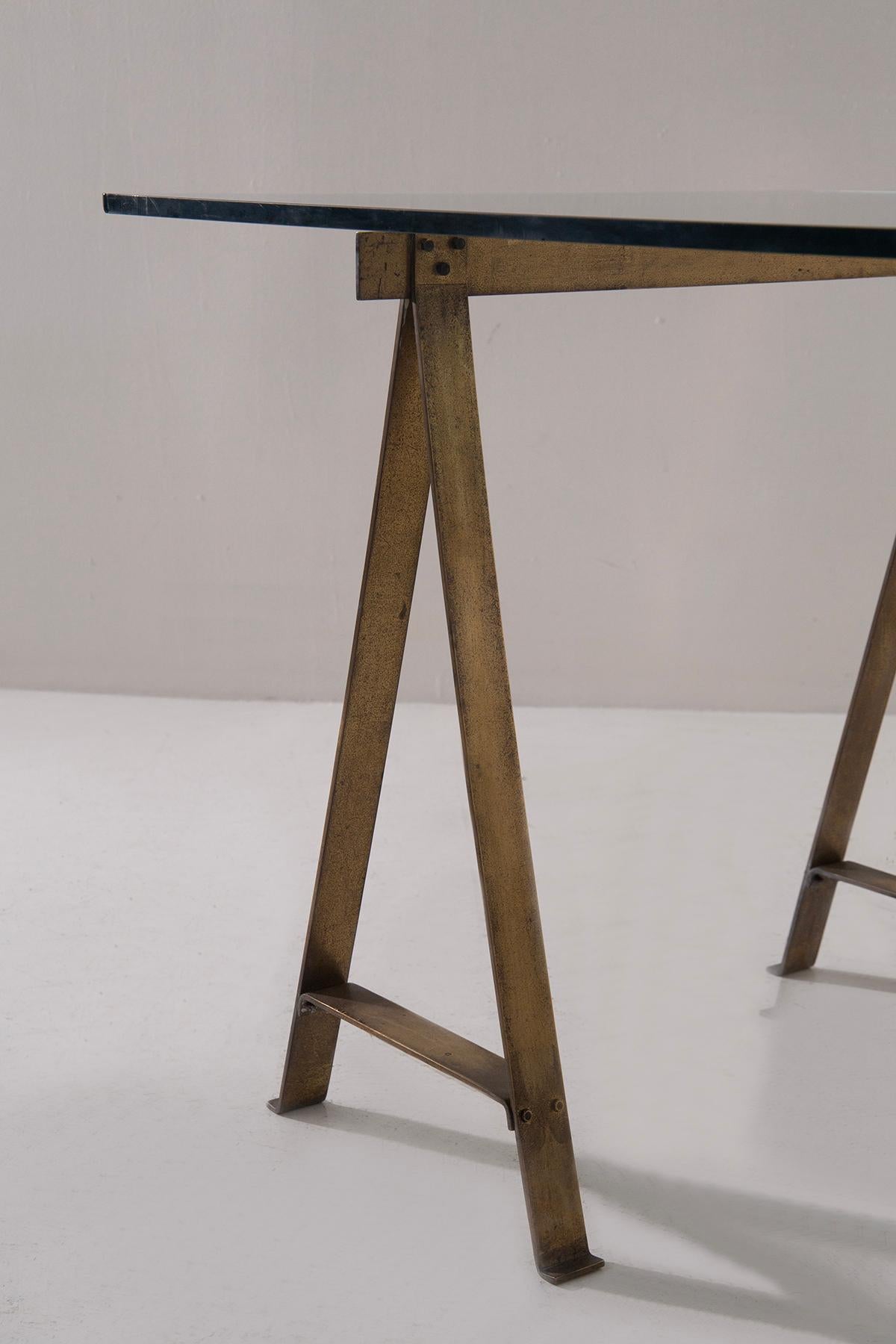 Luigi Caccia Dominioni dining table or desk Model Cavalletto in brass In Good Condition For Sale In Milano, IT
