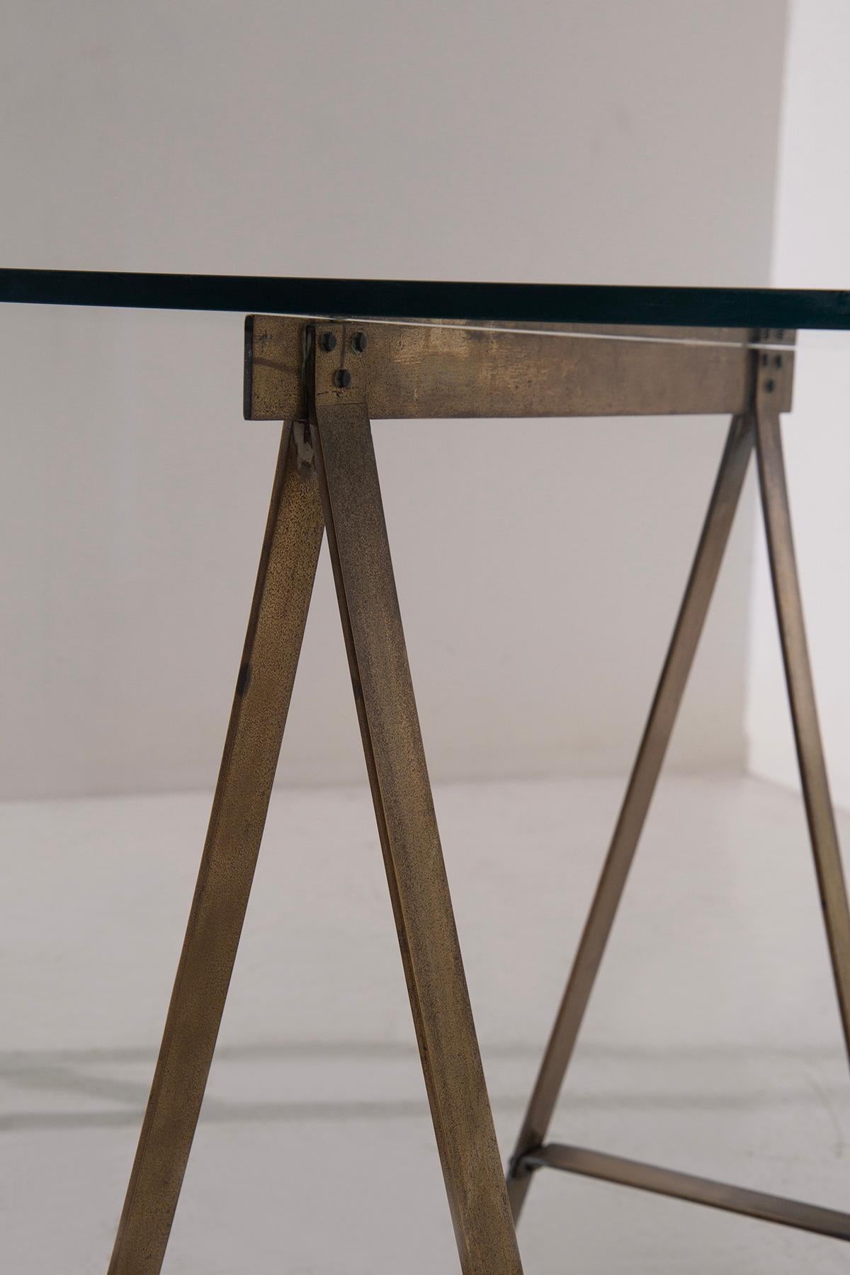 Late 20th Century Luigi Caccia Dominioni dining table or desk Model Cavalletto in brass For Sale