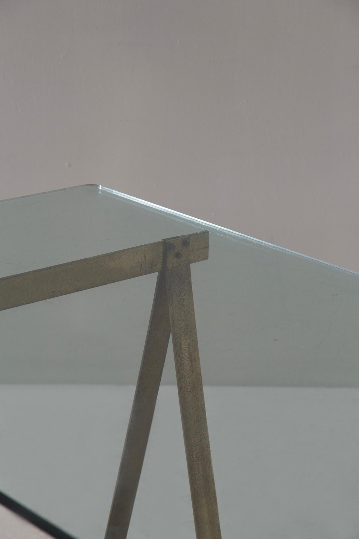 Luigi Caccia Dominioni dining table or desk Model Cavalletto in brass For Sale 1