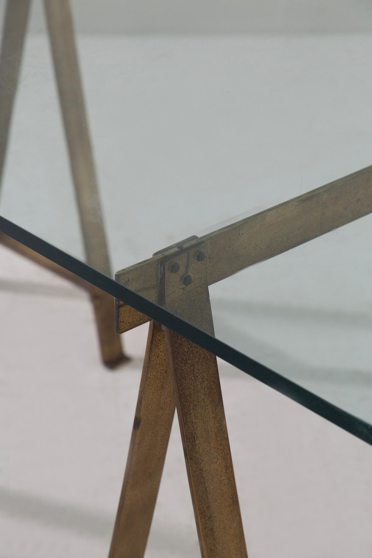 Luigi Caccia Dominioni dining table or desk Model Cavalletto in brass For Sale 2
